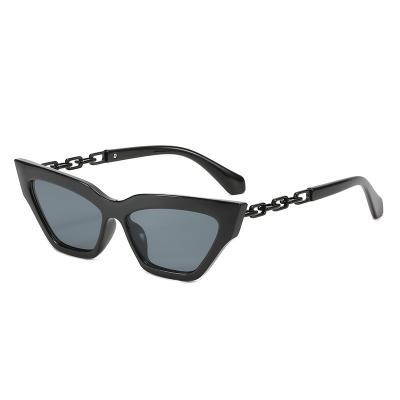 China Wholesale Vintage Ladies Custom Designer Sunglasses Chain Sunglasses Fashion New Shrink Cat Eye Sunglasses for sale