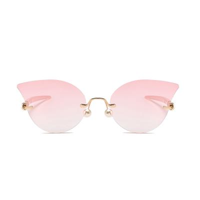 China 2022 Fashion Sunglasses Shape Custom Made Stylish Ladies Rimless Ladies Cat Eye Sunglasses Sun Glasses for sale