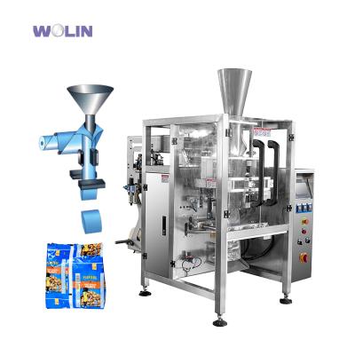 China Beverage Roll-plastic VFFS Film Packing Machine Vertical Intermittent PE Bottom 4 Edge Seal Coffee Valve Bag Shaping/Filling/Sealing for sale