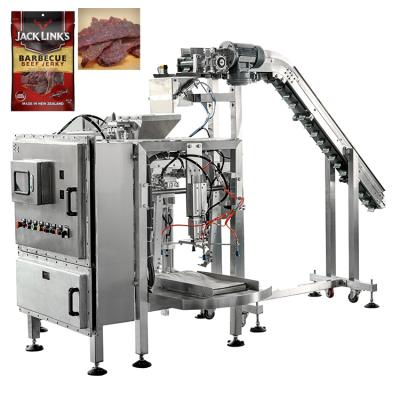 China Food manual feeding small doypack packing machine for beef jerky fries in plastic bag for sale