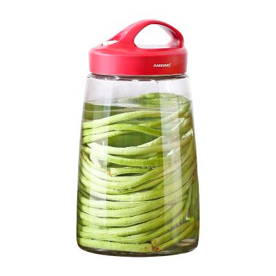 China Stocked Stored 1.8 L Wholesale Multifunctional Kimchi Jar Large Capacity Multiple Sizes Storage Glass Jar for sale