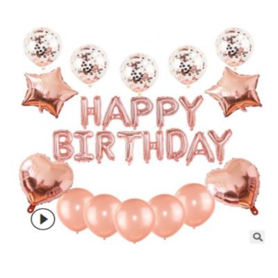 China Rose Gold Birthday Party Decorations Balloons Confetti with Happy Birthday Balloons Banner for Women Mom for sale