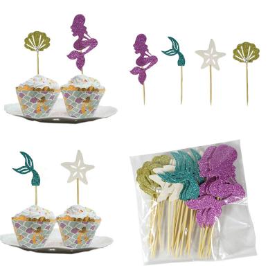 China 24 Princess Party Disposable Sticks Mermaid Decorations for sale