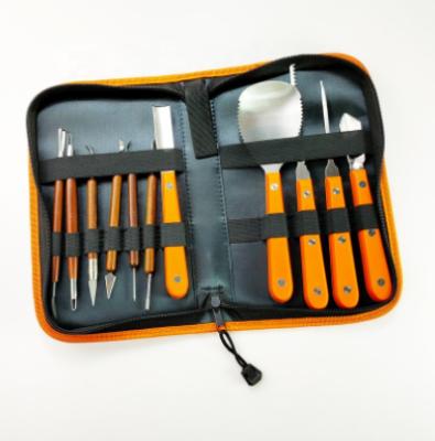 China ABS+Wood+Stainless Steel ABS+Wood+Stainless Steel Pumpkin Carving Kit 11 Piece Professional Halloween Pumpkin Carving Tools Carve Carving for sale