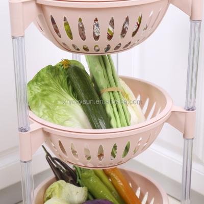 China Viable 4 Tiers Round Storage Basket Rack Around Drain Mesh Shelf Kitchen Display Racks Bathroom 4 Tier Fruit Rack 3 Tier Baskets for sale