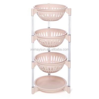 China 3 Tier Sustainable Display Basket Supermarket Use Shelf Kitchen Vegetable Storage Rack for sale