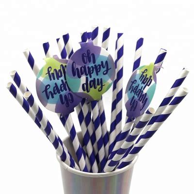 China Eco-riendly Striped Paper Hot Selling Drinking Straws With Tags For Party for sale