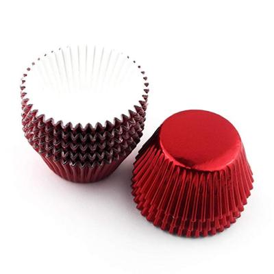 China Disposable Mini Red Aluminum Foil Cupcake Liners Cups Cake Cupcake Cookie Christmas Decorations for sale