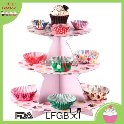 China Wholesale Disposable Birthday Cake 3 Tier Cake Stand Cardboard Cupcake Stand For Cupcake for sale