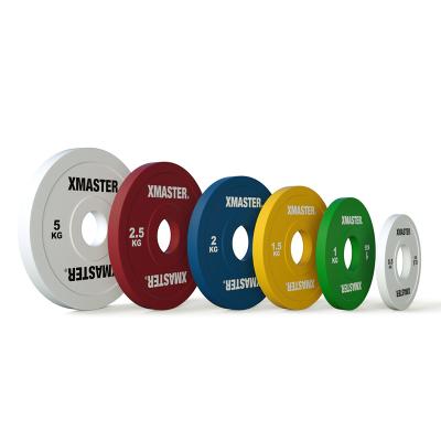 China Universal Xmaster bumper plate color change bumper plate 5KG IWF standard samll bumpers for sale