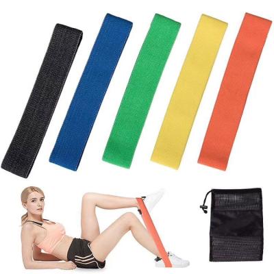 China TC Fabric 5 Pcs Set Exercise Fabric Resistance Loop Bands For Leg And Butt Workout for sale