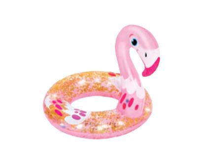 China 2022 New Arrival Durable Kids Size Inflatable Pool Float PVC Flamingo Swan Glitter Swimming Ring for sale