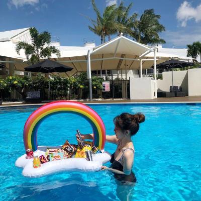 China 2022 Child Swim Water PVC Piscinas Water Play Equipment Bar Rainbow Cup Holder Swimming Pool Float Tray for sale