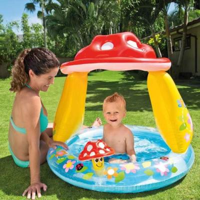 China 2022 Hot Selling Wholesale Cartoon Theme Kids Wading Ground Baby Inflatable Water Pool Slide Without Drop Water for sale