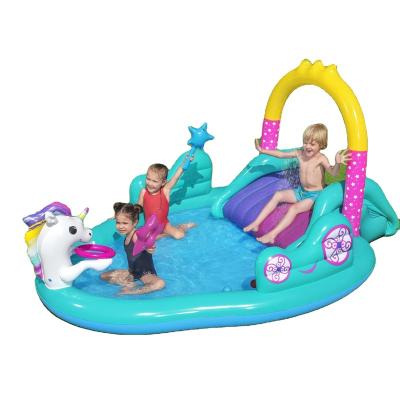 China 2022 Cheap Cartoon Theme Animal Inflatable Kids Party Castle Pool Sprinkler Slide Pool Bouncer for sale