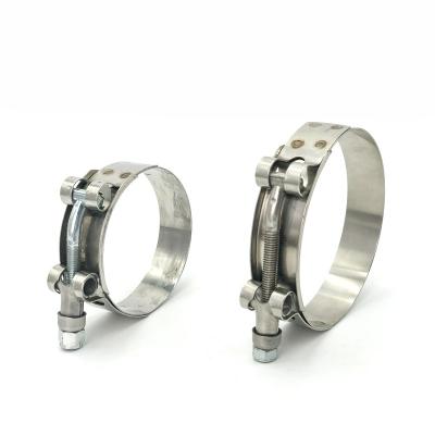 China Flange Pipe SS201 T-bolt Pipe Clamps In Stainless Steel T-bolt Size 51mm-103mm for sale