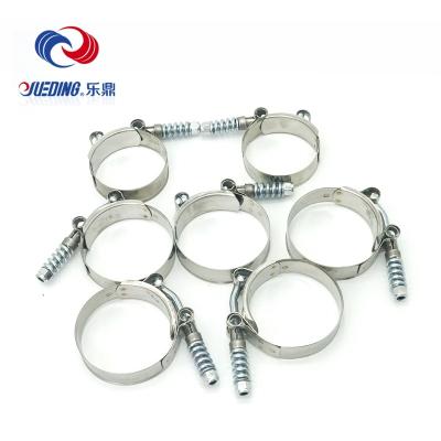 China Stainless Steel Workmanship Quality 19mm Bandwidth Heavy Duty T-bolt Made With Sockets Pipe Clamp Connection Aluminum Pipe for sale