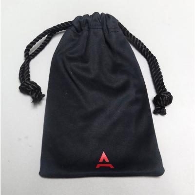 China Eco-Friendly Black Color Microfiber Drawstring Pouch Eco-Friendly Durable for sale