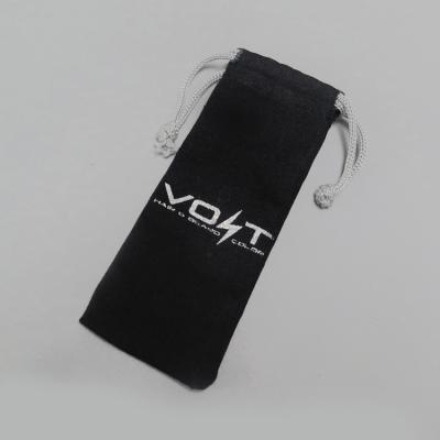 China Safety Market Online Selling Size Obey You Request Pure Black Drawstring Cotton Logo Pouch for sale