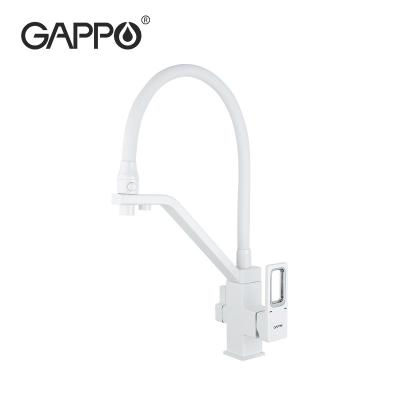 China Sense Faucets Gappo High Grade Wholesale White Brass G4317-8 360 Degree Rotation Filter Kitchen Faucet for sale