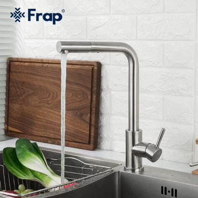 China Frap Sense Faucets New Satin Kitchen Mixer With Pull Out Spout Stainless Steel Kitchen Faucet With Pull Down Sprayer F60899 for sale