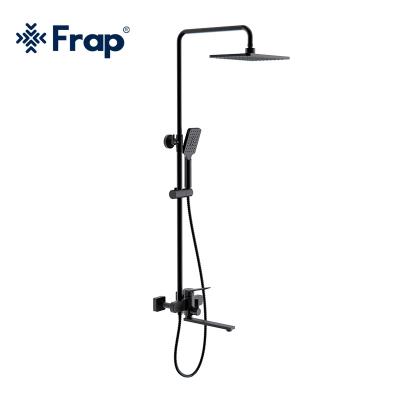 China With Sliding Bar Frap Useful Shower Mixer Hot And Cold Water Faucet Black Bathroom Shower Set F2462 for sale