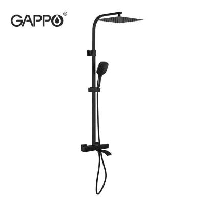 China With Slide Bar Gappo New Shower Mixer Tap With Thermostat Black Shower Faucet Brass Shower Set G2407-60 for sale