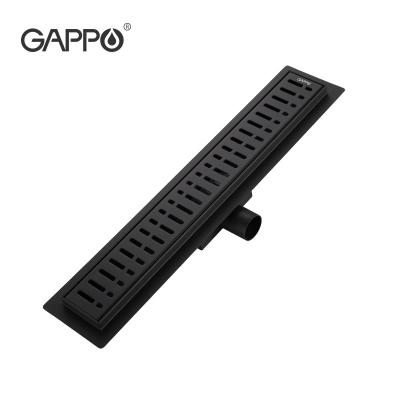 China Gappo Modern New Long Drain Black 70*500 Corrugated Stainless Steel Strip Shower Floor Drain G85007-36 for sale