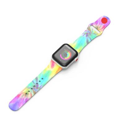 China Fancy AJ007 Customized Link Dye Printed Colorful Smart Rubber Strap Silicone Smart Watch Band Strap for sale