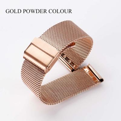 China Luxury Double Fashion Milanese Mesh Watch Band Strap Stainless Steel Buckle Quick Release Clasp W108 for sale