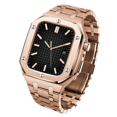 China Watchband Link A22002 Factory Sales Luxury Stainless Steel Watch Case With Strap For Apple Iwatch 7/6/5/4 for sale