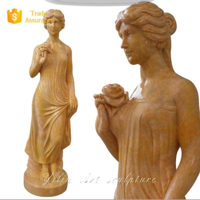 China Modern Hot Selling Stone Marble Stone Yellow Girl Statue For Sale for sale