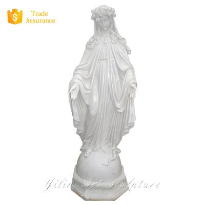 China Modern Hand Carved White Stone Virgin Mary Statue For Sale for sale