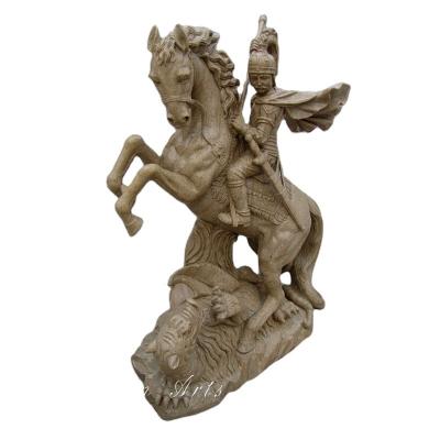 China Durable And Artistic Natural Marble Stone Soldier Horse Statue For Sale for sale