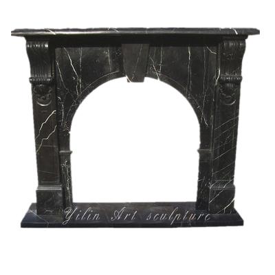 China Durable And Artistic Freestanding Black Marble Mantel Of Fireplace Surround YL-B039 for sale