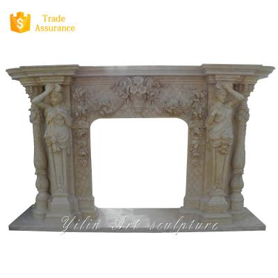 China Fashion Home Ethanol Fireplace With Carved Marble Chimney for sale