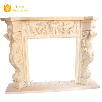 China Modern High Quality Carved Stone Marble Fireplace Price For Sale for sale