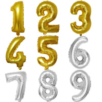 China Novelty 16inch Digit Digit Number Foil Balloons For Happy Birthday Party Balloon Small Size Decoration for sale