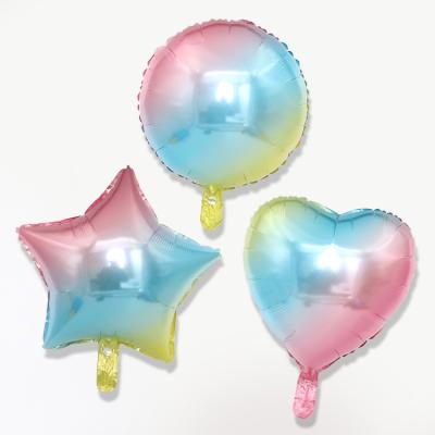 China Novelty Novelty Around 18 Inch Peach Heart Star Pentagon Foil Balloon Gradient Rainbow Color Helium Balloon For Birthday Party Decoration Baby Shower for sale