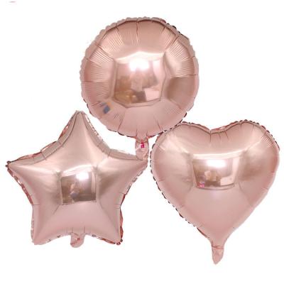 China Novelty Novelty 18 Inch Rose Gold Round Foil Balloon Star Heart Shape Balloon For Birthday Wedding Party Decoration for sale