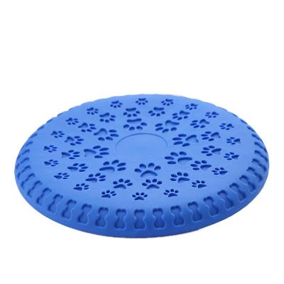 China 24cm Outdoor Outdoor Goods Around Toy Catch Summer Flying Disc Ring Dog Toy Interactive Pet Paw Print TPR Training Toys for sale