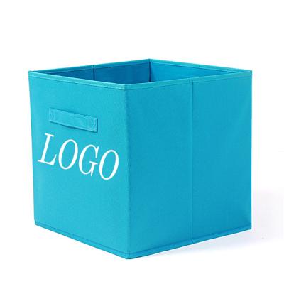 China Large Fashion Multifunctional Folding Home Folding Carton Bases Non-woven Cloth Toy Clothes Storage Box Without Lid With Handle for sale