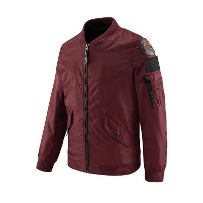 China Breathable Stylish Hot Sale Mens Polyester Street Autumn Bomber Outer Pilot With Patch Design Custom Mesh Striping Bomber Jackets for sale