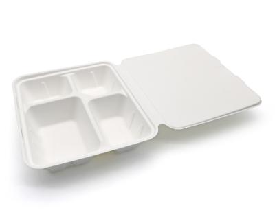 China 5-Compartment Disposable Tableware Tray Bagasse Sugar Cane Pulp Compostable Tableware for sale