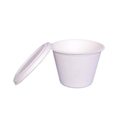 China Minimalist Low Price Custom Compostable Disposable Bagasse Soup Takeout Cup With Lid for sale