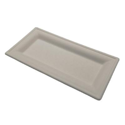 China Food Grade Minimalist Environmentally Friendly Wholesale Disposable Bagasse Low Price Rectangular Fast Food Tray for sale