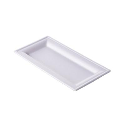 China Minimalist Disposable Sugarcane Dishes Rectangular Sushi Tray for sale