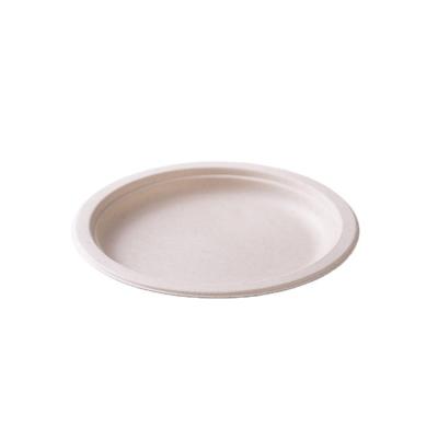 China 6 Inch Water-Repellent Compostable Disposable Bagasse Sugar Cane Pulp Dish for sale