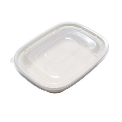 China Minimalist Wholesale Custom Biodegradable 750ml Bagasse Rectangular Disposable Packaging Box With Transparent Lid for sale