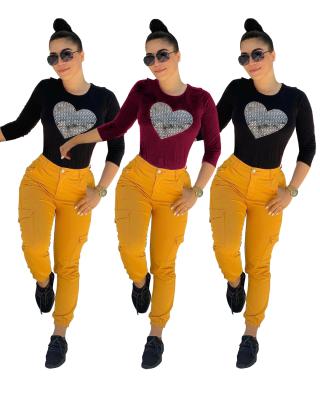 China Plus Size Love Shirt Plus Size Solid Color Autumn Winter Street Fashion Women Long Sleeve Shirt for sale